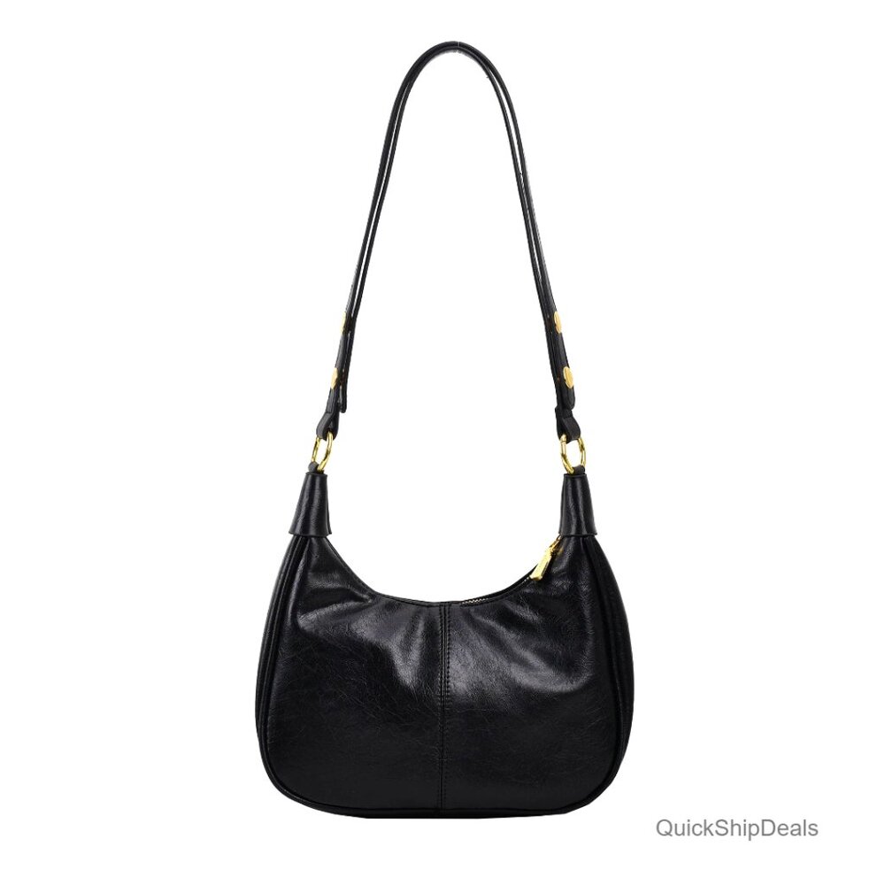 Small Retro Hobo Shoulder Bag Vegan Leather Adjustable Strap Crossbody